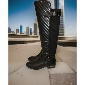Vince Camuto Panyma Knee Brown Leather Over Knee Riding Boots Women Sz 8.5 M/39